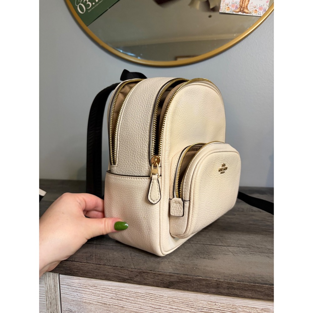 Coach Court Mini Backpack White Pebbled Leather Gold Hardware C8603 - Picture 3 of 10
